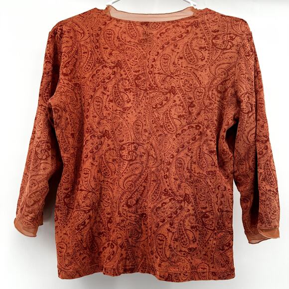 J. Jill Paisley Peplum Blouse Surplice Pullover Career 100% Cotton Orange Medium - Picture 4 of 4